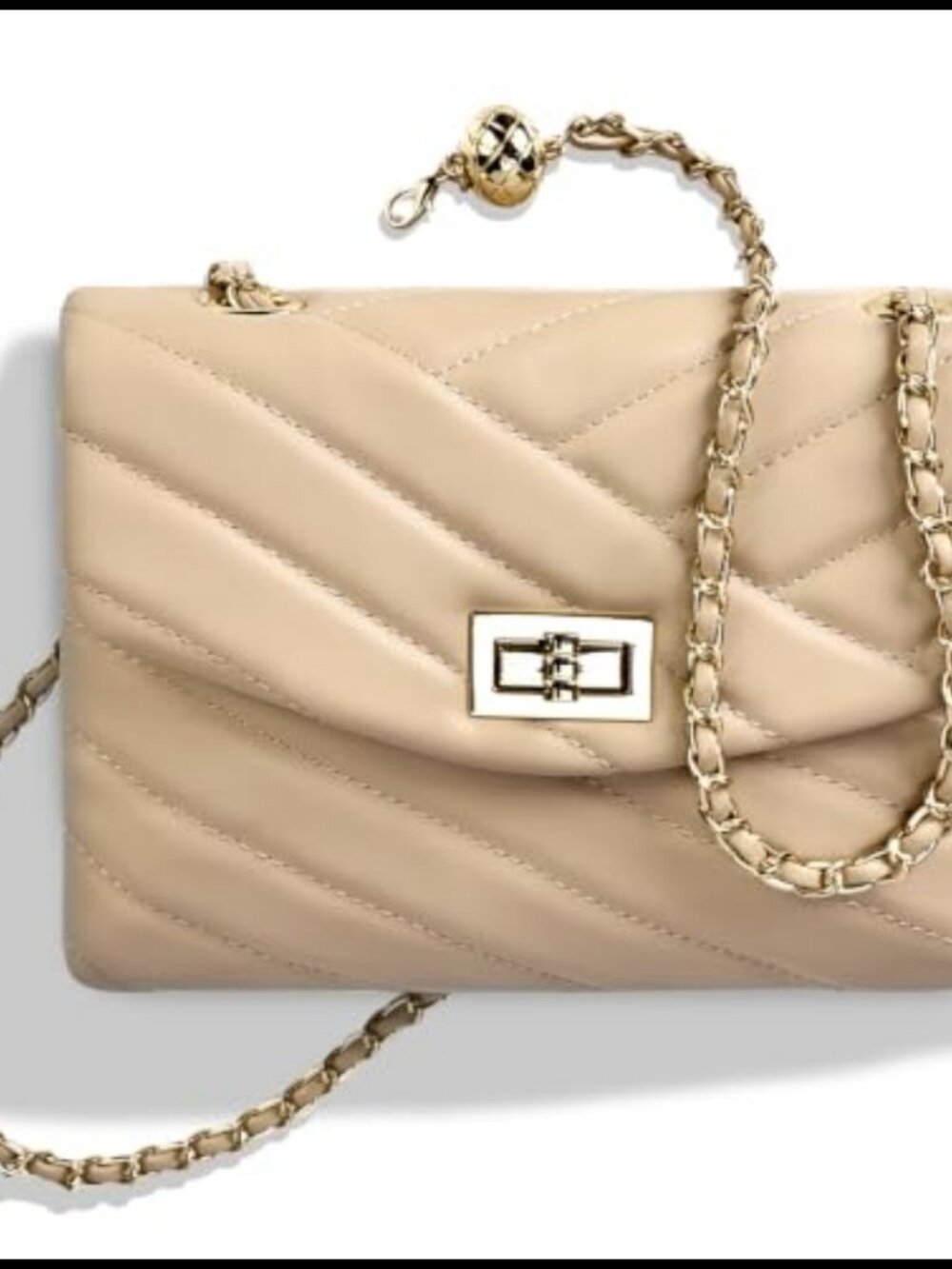 Quilted Faux Leather Crossbody Chain Shoulder Bag